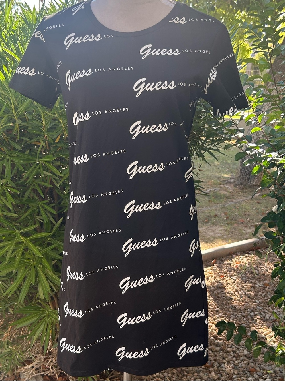 GUESS Black Tee-Shirt dress w guess logos. Cute EC!! Comfortable